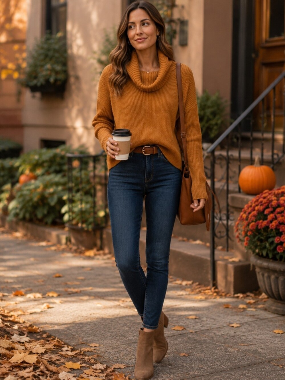 Paris Atelier & Other Stories Wool Knit Cowl Neck Pullover Sweater in Pumpkin
